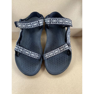 Womens 7 Teva Hurricane 3 Sport Sandals Mini Denim Black White Strap Adjustable